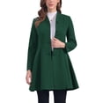 thumbnail image 1 of Abrigo de invierno para mujer INSPIRE CHIC, corte A, de manga larga, con botonadura simple, dobladillo peplum, largo, talla XS, verde oscuro, 1 of 6