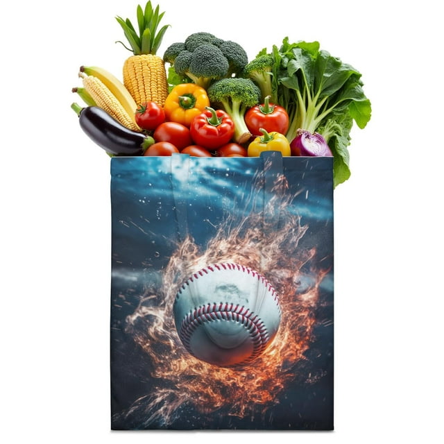 Sac Fourre-Tout en Toile pour Sports – Imprimé Baseball Soccer Soccer Basketball Sac Fourre-Tout Réutilisable, Entraînement d'Équipe Athlète Garçon Adolescent Compétition Softball Volleyball Tennis Golf