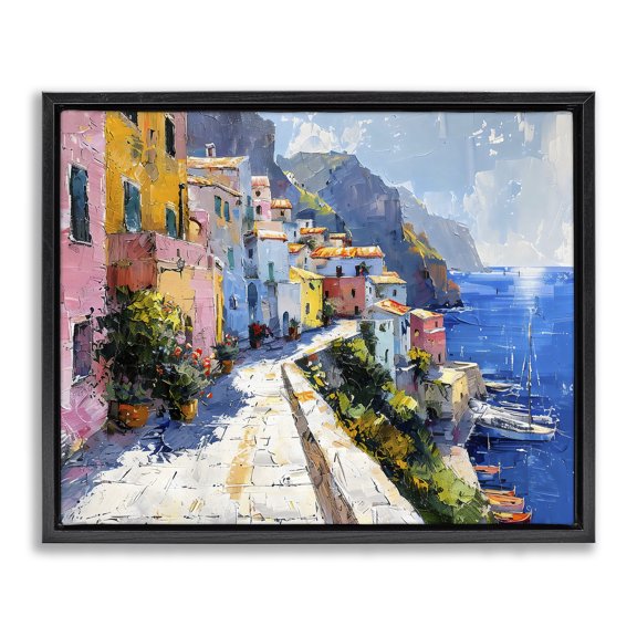 Stupell Industries Traditional Pathway Along The Coast Black Floating Frame Canvas Art, 21 x 17, by LSR Design Studio