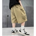 thumbnail image 4 of BYHONG Boys Kids Cargo Shorts Youth Boy's Casual Stretch Shorts Outdoor Cargo Bottoms Khaki_005 160, 4 of 6