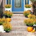 thumbnail image 2 of ZOELNIC Artificial Fake Grass, 4pcs Outdoor Faux Grasses Plastic Plants Greenery UV Resistant for Outside Home Windowbox Garden Office Patio Hanging Planter Front Porch Décor (Yellow), 2 of 6