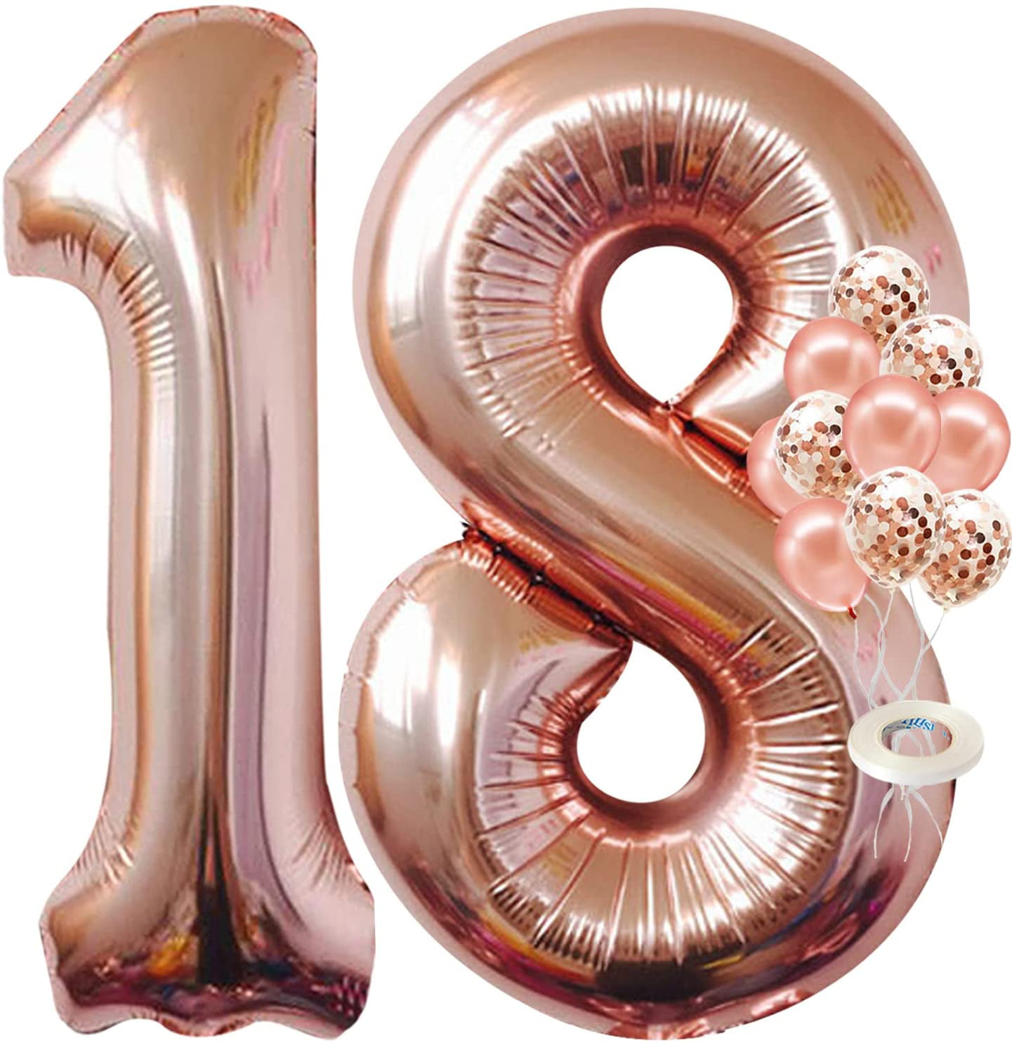 Rose Gold 18th Birthday Decorations for Girls 40" Number Balloons & More 
