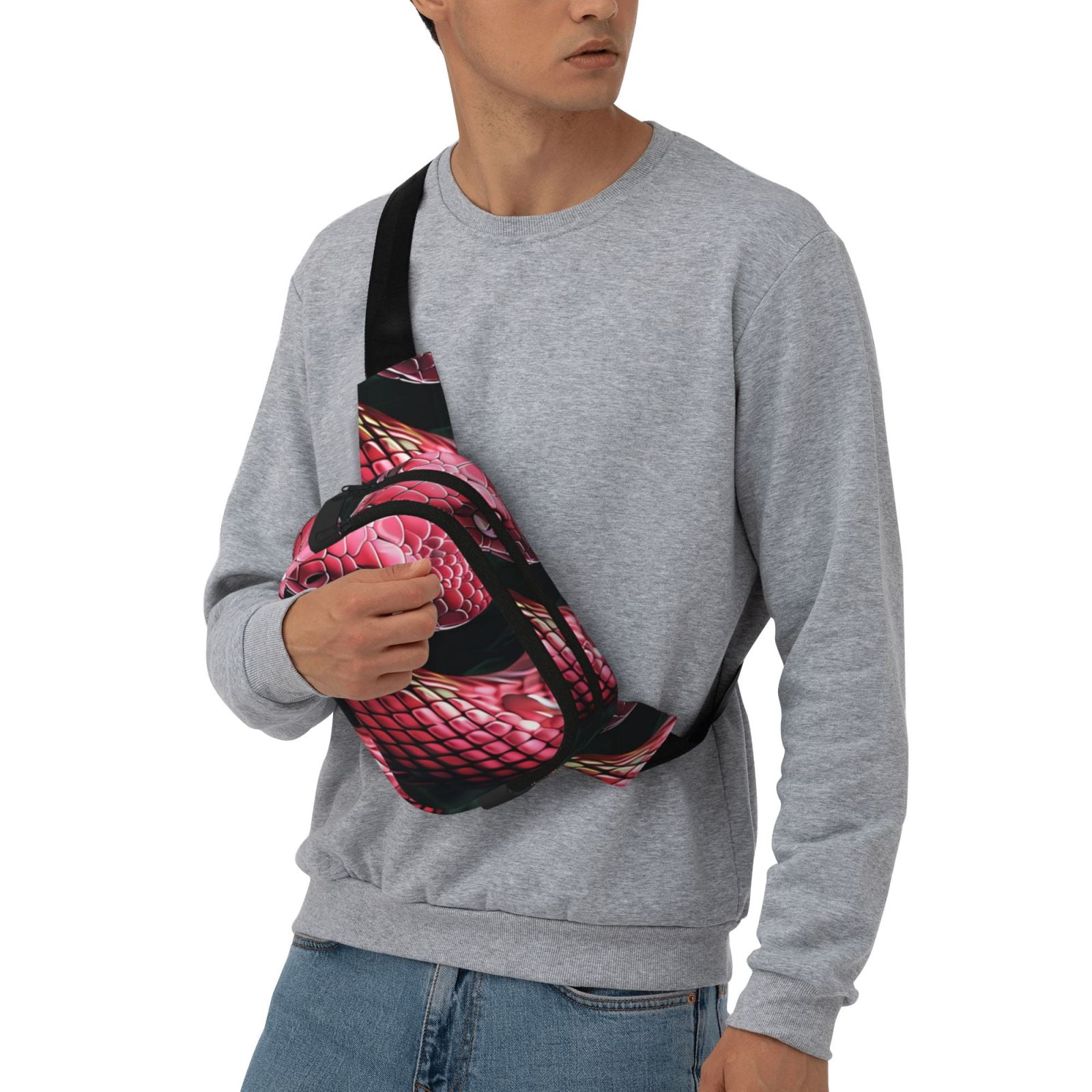 Picia Red Viper Jungle Intensity Print Square Double-Layer Waist Bag Mini Adjustable Waist Belt Bag Exercise Running Travel Hiking