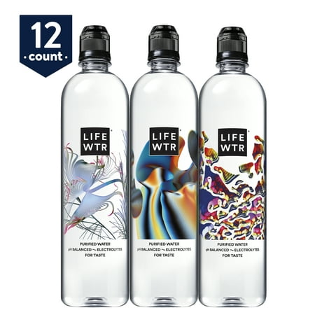 LIFEWTR, Premium Purified Water, pH Balanced with Electrolytes For Taste, 700 mL flip cap bottles (Pack of 12) (Packaging May