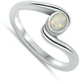 thumbnail image 4 of CHOOSE YOUR COLOR Minimalist White Simulated Opal Ring .925 Sterling Silver Band CZ Female Size 4, 4 of 4