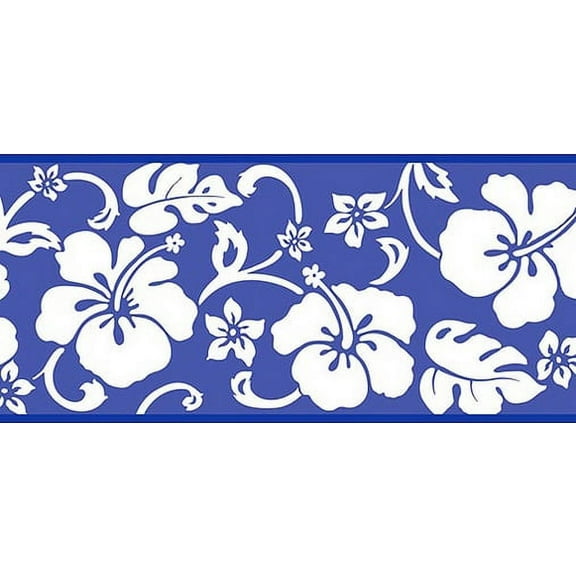 878561 Blue Hibiscus Wallpaper Border GU92201b