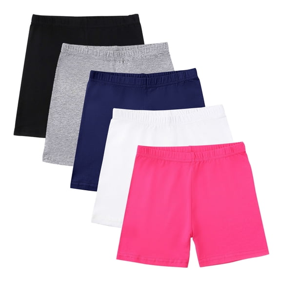 jobturf 5 Pack Cotton Shorts for Girls Thin Stretch Dance Yoga Leggings Slim Leg Elastic Waist Short Pants Summer Trousers Size 13 Years