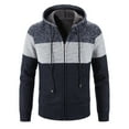 thumbnail image 2 of Outerwear Clearance Autumn And Winter New Men'S Color Matching Plus Velvet Plus Size Hooded Cardigan Navy Xl, 2 of 3