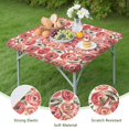 thumbnail image 4 of Square Tablecloth with Elastic Edges 36 * 36 Inch Pioneer Waterproof Red Floral Flower Leaves Table Cover Washable Indoor and Outdoor for Party Kitchen Dinner Banquet Patio Picnic, 4 of 6