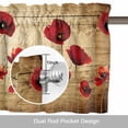 thumbnail image 6 of Red Flowers Valance Curtain for Windows Vintage Red Floral Brown Wood Grain Rod Pocket Curtain Valances Short Window Treatments Panels for Kitchen Bathroom Laundry Room Basement 60 x 14 Inch, 6 of 9