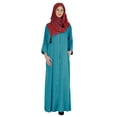 thumbnail image 1 of Bimba Vêtements Islamiques pour Femmes Longue Robe de Prière Maxi avec Hijab Imprimé Abaya en Rayonne Robe Musulmane à Boutons devant, 1 of 7
