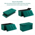 thumbnail image 6 of VECELO 30'' Rectangle Folding Storage Ottoman Footrest, Tufted Velvet Footstool Box, Green, 6 of 7