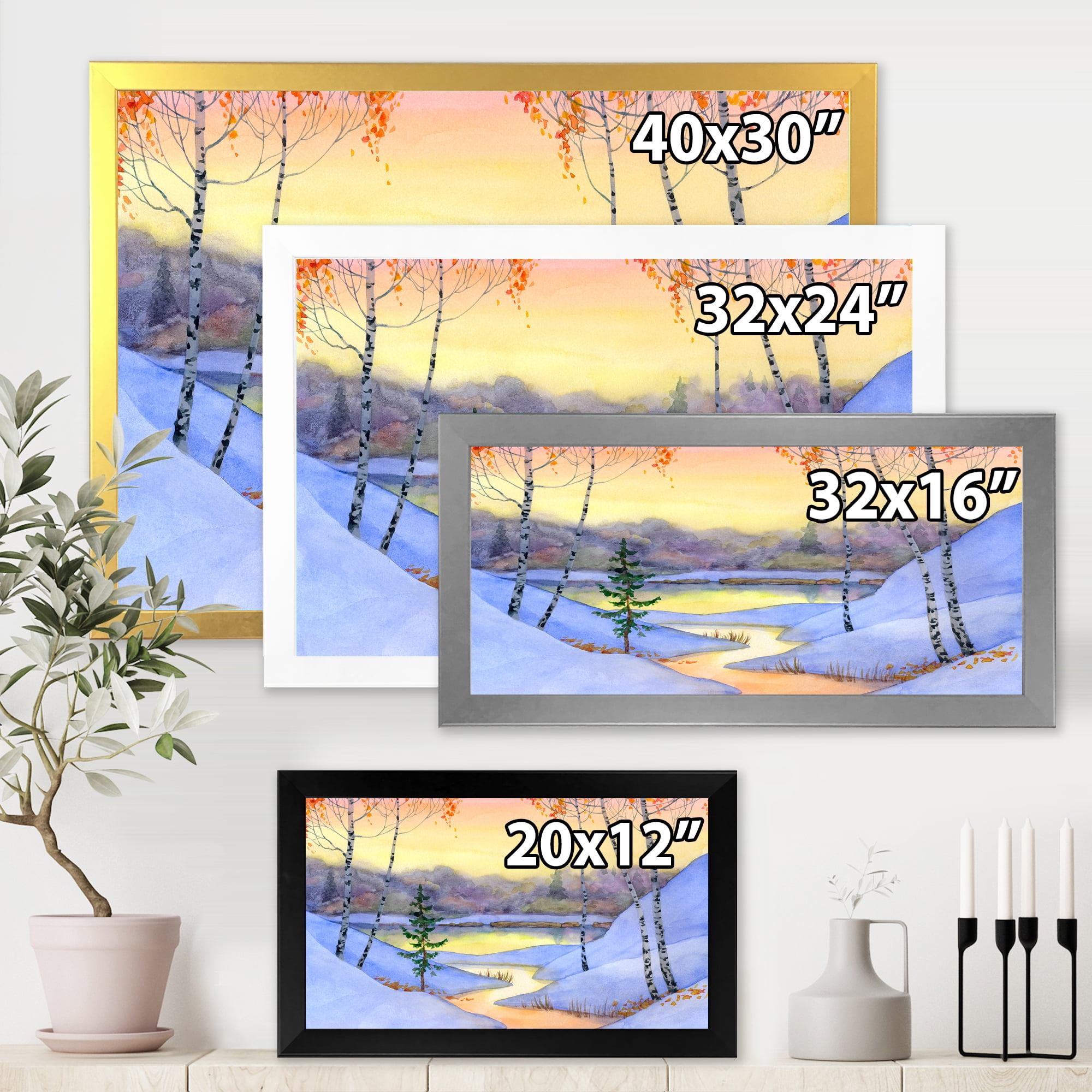 Designart 'Stream Through The Winter Forest II' Lake House Framed Art Print