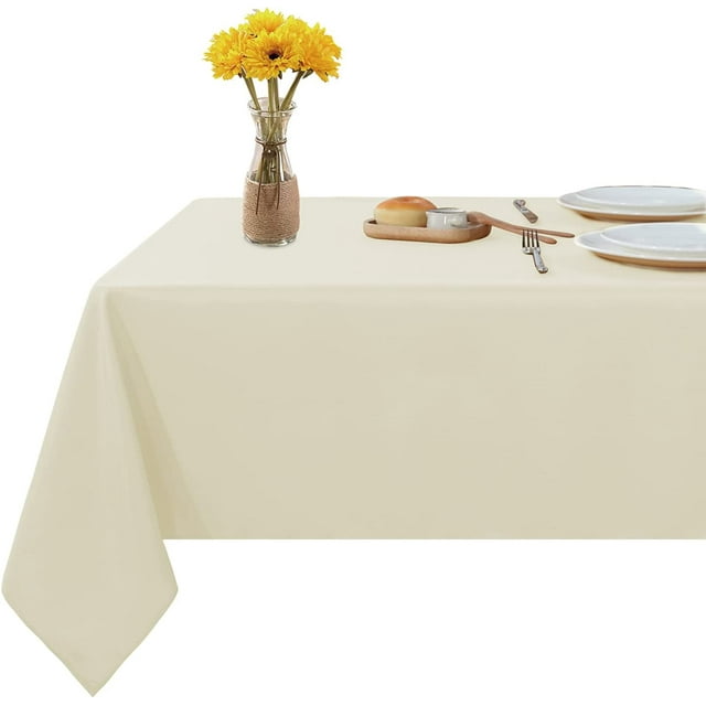 Rectangle Table Cloth for Dinning Tables, Kitchen,, 100% Cotton Table Top Covers, 400 TC Dust Proof Linen Covers for Tables, Pack of 15 Piece - Ivory Solid, 60 x 90 Inch.