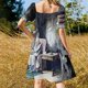 thumbnail image 5 of Vestido de manga corta Scrooge y Marley, elegante y bonito vestido de mujer, vestido de verano, vestido de mujer, vestido de fiesta de noche, 5 of 7