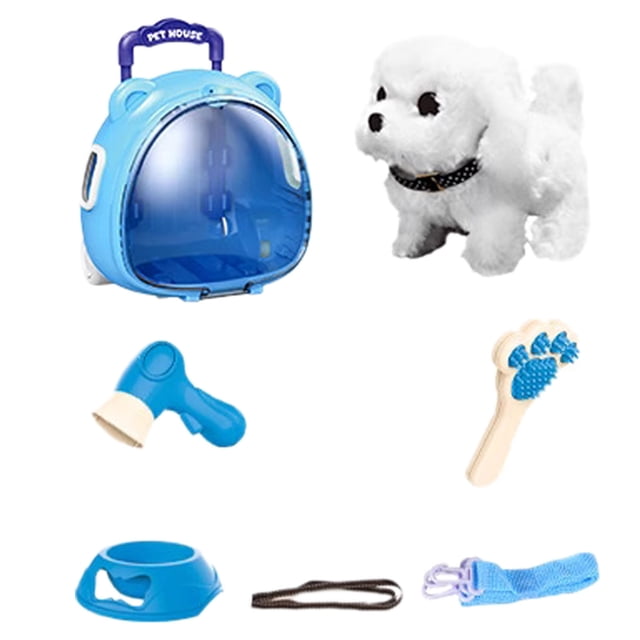 Jouet Interactif Chiot Marche Réaliste Animal en Peluche Doux pour Enfants Jeu Intérieur Extérieur