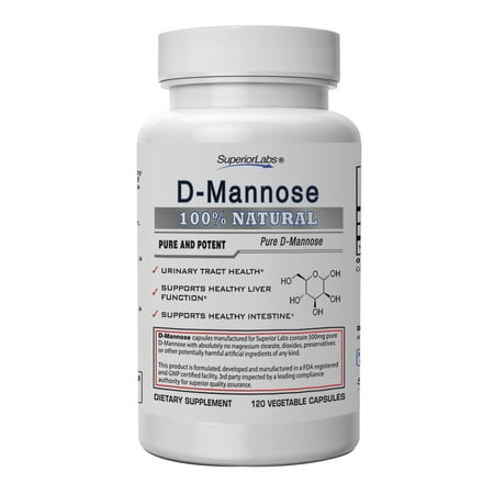 D-Mannose- 500mg, 120 Vegetable Caps - Made In USA