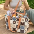 thumbnail image 2 of Pzuqiu Vintage Floral Large Capacity Quilted Tote Bags for Women, Reversible Orange Shoulder Handbag for Work Travel Shopping College Everyday Use, Fits Laptop,Patchwork, 2 of 7