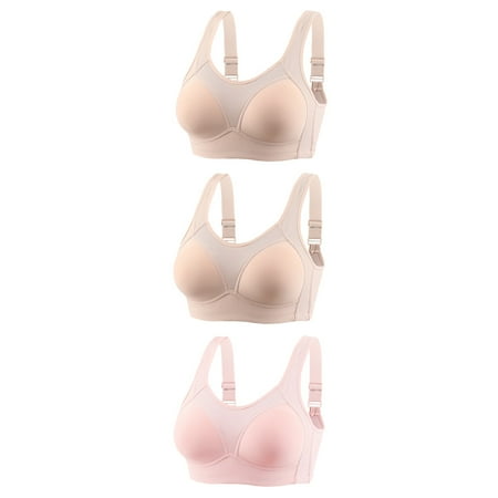 Virmaxy Womens Nursing Bras 3pc Non Steel Ring Gathering Breastfeeding Bra Slip And Polishing Daily Bra Daily Bra Daily Bra Nursing Bras for Breastfeeding and Breast Pumping Khaki-B S