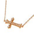 thumbnail image 2 of 925 Sterling Silver Rose Gold-Tone Horizontal Sideways Religious Cross White CZ Pendant Necklace, 2 of 3