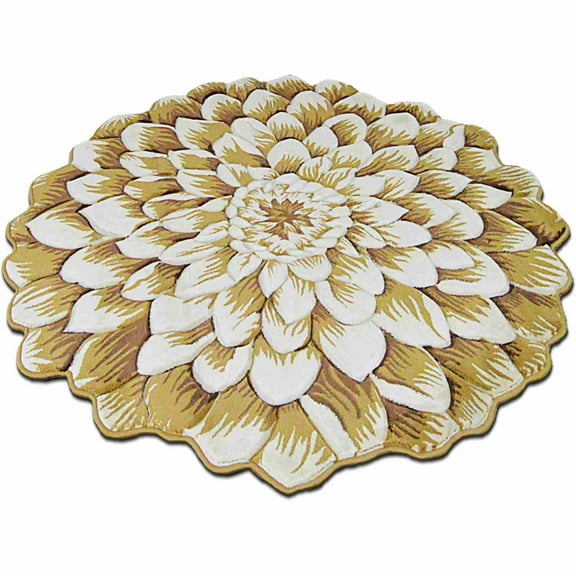 Flowers Rug Design 303 - 2'6"x2'6" Round, Beige