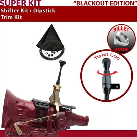 American Shifter PG Shifter Kit Black 6 in. Trim Kit Dipstick Push Button Black Boot Billet Knob for ECA3F