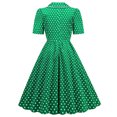 thumbnail image 4 of Robe Évasée Froncée pour Femmes à Pois Imprimé Double Boutonnage Blazer à Manches Courtes Vintage, 4 of 6