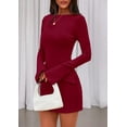 thumbnail image 3 of Vestido PRETTYGARDEN 2025 Cuello Barco Manga Larga Rojo Talle S, 3 of 8