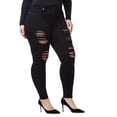 thumbnail image 6 of Jack David Womens Plus Size Stretch Distressed Ripped Skinny Black Denim Jeans Pants, 6 of 6