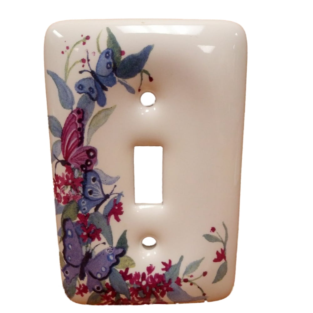 Leviton Butterfly Ceramic Toggle Switch Cover Wallplate Switchplate 89501-FLY