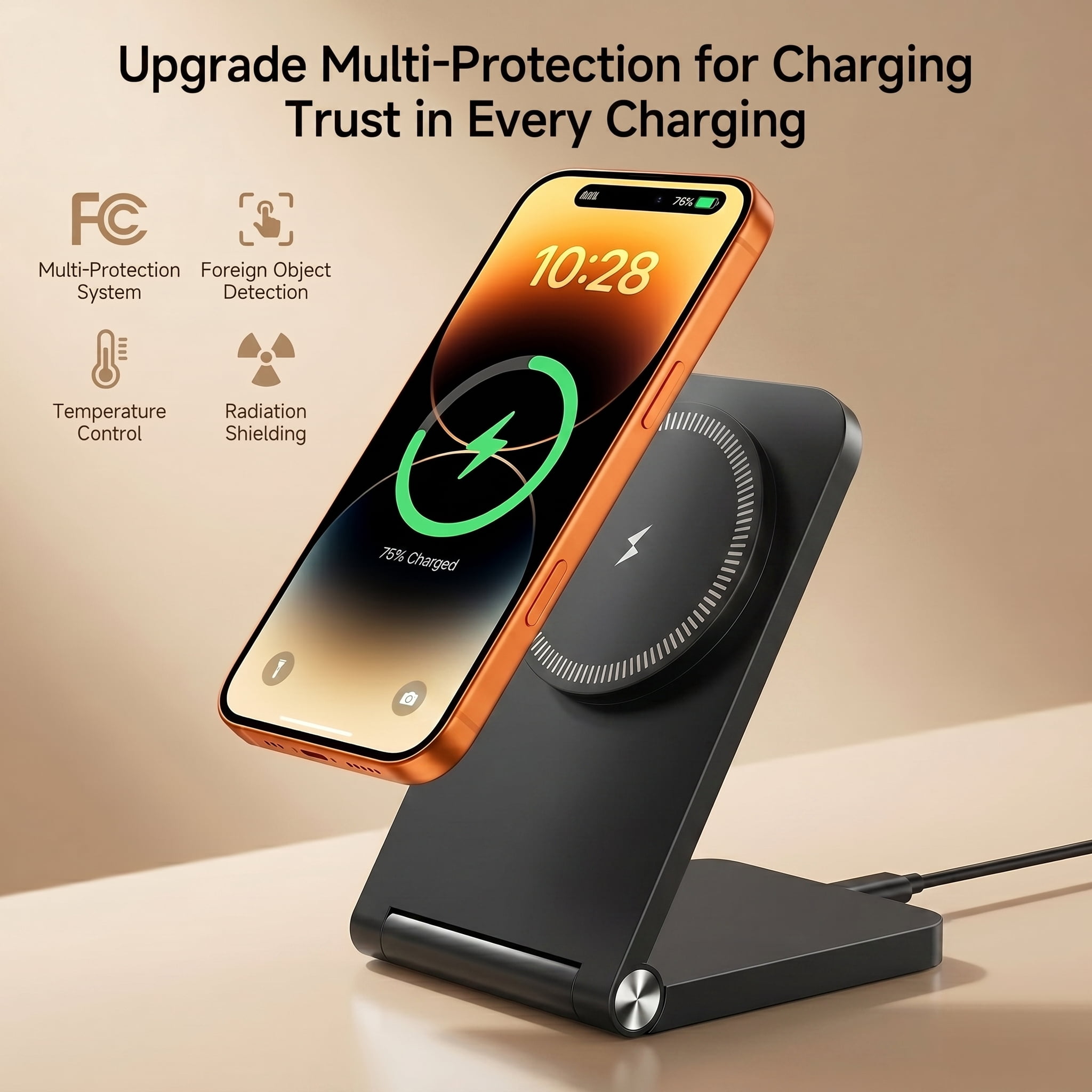 ETEPEHI Magnetic Wireless Charger Stand -  2026 Foldable Charging Station Compatible with iPhone 17/17 Air/16/16 Plus/16 Pro/15/14/13/12