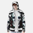 thumbnail image 2 of Rocae Watercolor Skull Breathable Sun Protection Hoodie Quick-Dry Lightweight Long Sleeve Hoodie Unisex Running Sports Shirt-Small, 2 of 7