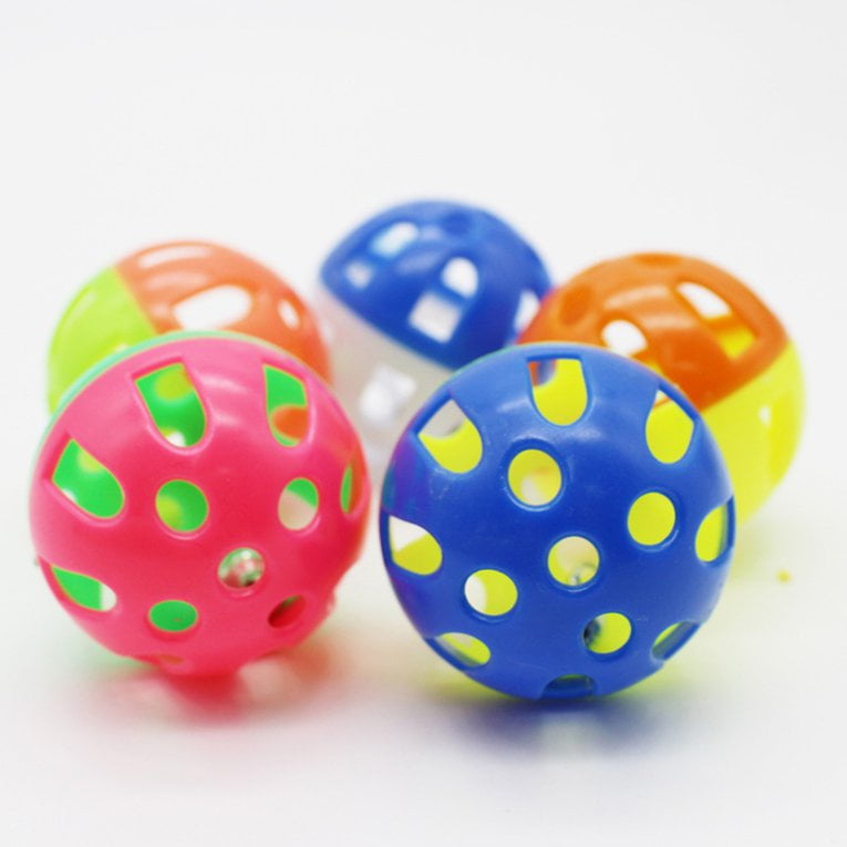 Large Hollow Plastic Coloured Air Flow Pet Play Balls Dog Cat Puppy Toy 4 Ball
