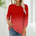 thumbnail image 2 of Tops for Women 3/4 Sleeve Casual Solid Color Blouse Fashion T Shirt Womens Round Neck Tunic Tops, 2 of 6