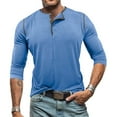 thumbnail image 2 of UVEASISHA Men's Long Sleeve Henley Shirts 3-Button Casual Slim Fit T-Shirt Lightweight Soft Basic Tops Solid Color Vintage Workout Tees Light Blue XXL, 2 of 9