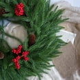 thumbnail image 5 of Artificial Cedar Christmas Wreath for Front Door 18 Inch Cedar Pine Wreath With Pine Cones and Berries for Wall Window Porch Farmhouse Indoor Outdoor Xmas Holiday Home Decorations, 5 of 9