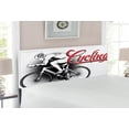 thumbnail image 2 of Sports Headboard, Cycling Man Illustration Dotted Setting Biking Athletics Human Powered Vehicle, Upholstered Decorative Metal Bed Headboard with Memory Foam, Full Size, Black White Red, by Ambesonne, 2 of 4