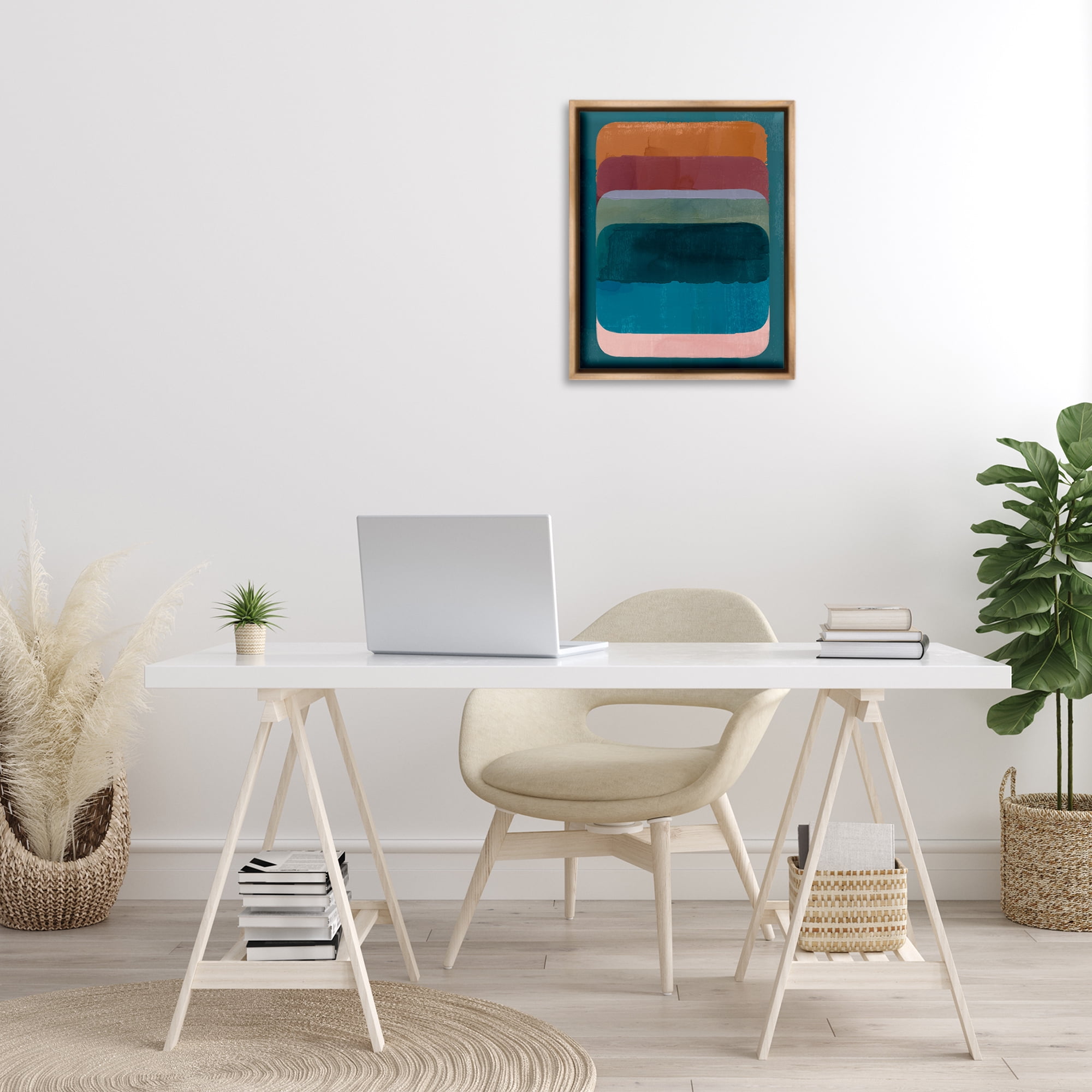 Stupell Industries Rustic Inspired Ombre Pattern Abstract Painting Brown Floater Framed Canvas Art Print Wall Art, 17 x 21
