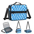 thumbnail image 5 of Blue Wavy Checkered Pattern Insulated Lunch Bag with Shoulder Strap and Bottle Holder,Bento School Lunch Bag Box,11x9.5x3.5 Inches, 5 of 5