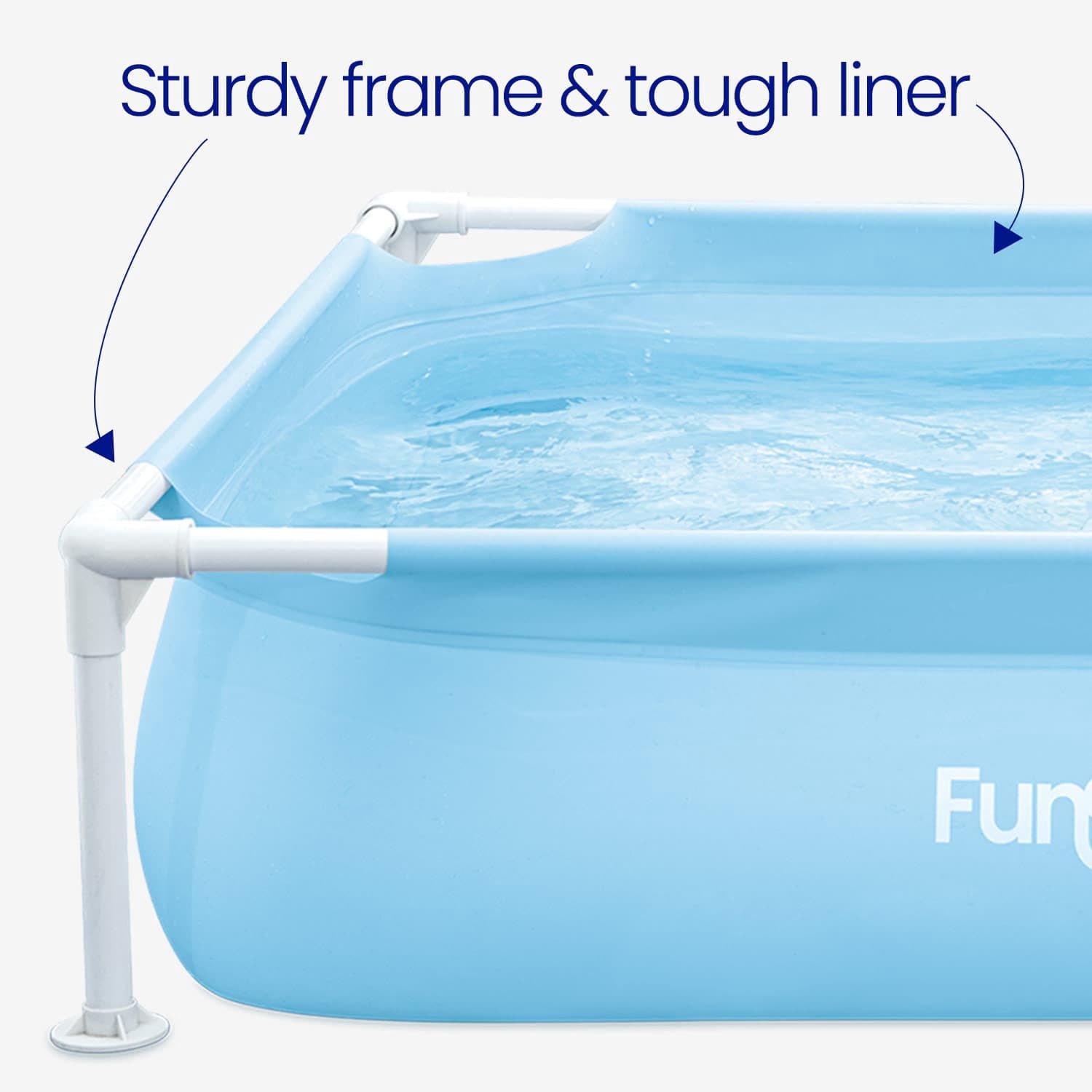 Funsicle Kids Fun Wading Splash Pool – Snap-In Metal Frame, 4’ x 4’ x 12”, Blue, Rectangular, Age 2 & up