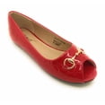 thumbnail image 5 of Victoria K Open Toe Gold Buckle Ballerina Flats (Women), 5 of 8