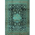 thumbnail image 1 of Ahgly Company Machine Washable Indoor Rectangle Medallion Turquoise Blue Traditional Area Rugs, 5' x 7', 1 of 4