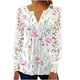 thumbnail image 2 of ICHUANYI Clearance Women's Summer Printing V-Neck Button Top Temperament Lace Long Sleeve Lapel Shirt(Pink, M) ICHUANYI WER2023081405168, 2 of 6