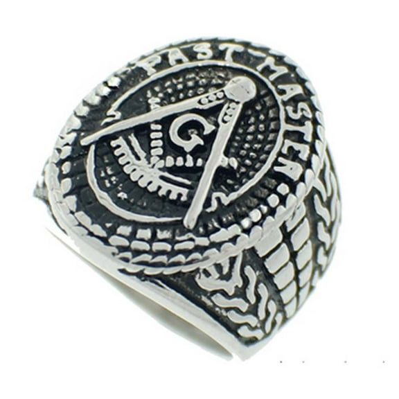 Masonic Rings Freemason Ring - Past Master Ring w/ Text and antiqued design