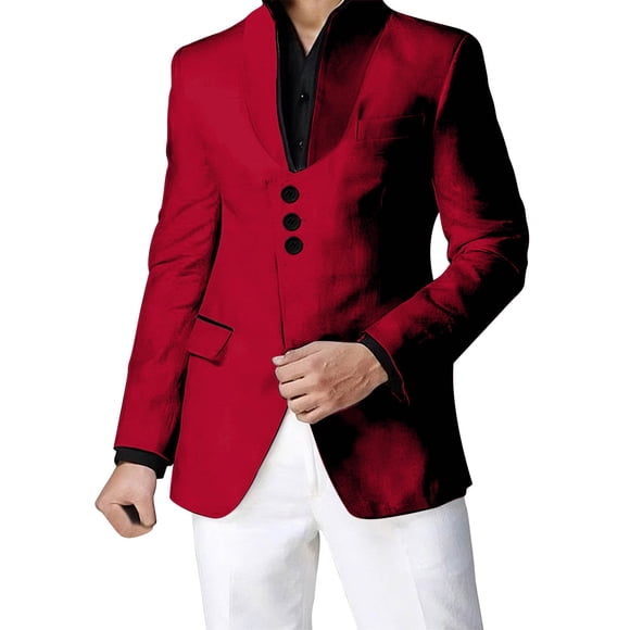 Mens Jackets Casual Dress with Pockets Stand Collar Color Block Suit Dress Jacket Solid Long Sleeve Coat