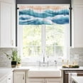 thumbnail image 3 of Abstract Waves Kitchen Curtains and Valances Set, Gradient Spray Orange Blue White Rod Pocket Window Valance 18 Inch Window Curtain Panels for Living Room Bedroom Laundry, 27.5x36in, 3 Pieces, 3 of 7