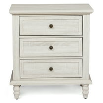 Ktaxon Solid Wood Nightstand with 3 Drawer Traditional Cottage Bedside Table, Wash White