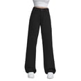 thumbnail image 2 of Wutalume High Waisted Jeans for Women Loose Straight Leg, Casual Trouser Style Denim Pants, Comfort Fit for Relaxed Everyday Wear,Black L, 2 of 7