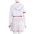 thumbnail image 4 of Nvse-Adult Female Dress Asymmetric Sleeves Silver Floral Print Short-skirt Women Vampires Cheerleader Outfit Anime-style Hooded Coat(White )XS, 4 of 4