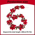 thumbnail image 3 of CoreLiving Poinsettia Garland with Lights, 6.5 FT Lighted Artificial Poinsettia Garland with Red Flowers and Berries, Battery Operated Christmas Flower String Lights for Xmas New Year Home Décor, 3 of 8